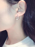 Zircon Flash Stud Earrings Moon Star Design