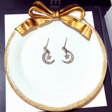 Zircon Flash Stud Earrings Moon Star Design