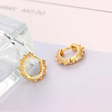 925 Silver Punk Rivet Zircon Hoop Earring
