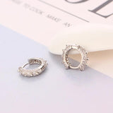 925 Silver Punk Rivet Zircon Hoop Earring