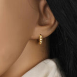 925 Silver Punk Rivet Zircon Hoop Earring