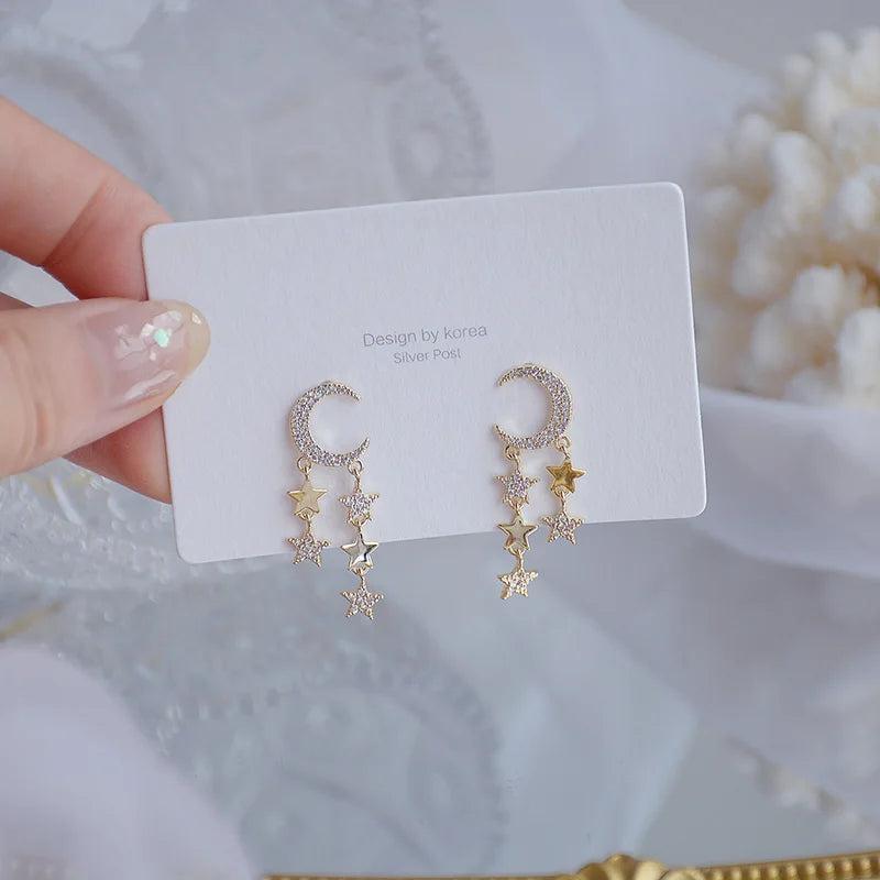 14K Real Long Tassel Temperament Stud Earring Anniversary Jewelry