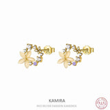 925 Silver Opal Flower Stud Earrings for Women Teen