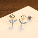 Romantic Rose Stud Earrings 925 Silver Yellow Flower Wedding