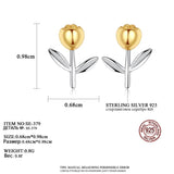Romantic Rose Stud Earrings 925 Silver Yellow Flower Wedding