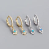 925 Silver Opal Star Moon Drop Earring Bohemian Style Woman Girl Ear Jewl