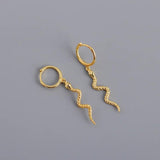 Sterling Silver Snake Hoop Earrings Punk Rock Jewelry