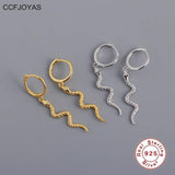 Sterling Silver Snake Hoop Earrings Punk Rock Jewelry