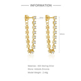 925 Silver Multicolor Zircon Tassel Stud Earrings for Women