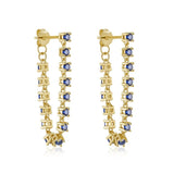 925 Silver Multicolor Zircon Tassel Stud Earrings for Women