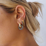 925 Silver Multicolor Zircon Tassel Stud Earrings for Women