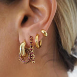 925 Silver Multicolor Zircon Tassel Stud Earrings for Women