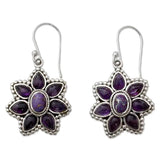 Vintage Flower Amethyst Sterling Silver Drop Earrings
