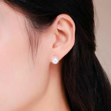 925 Silver Pearl Screw Back Stud Earrings for Women Girls