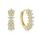 925 Silver CZ Hoop Earrings for Women Minimalist Charm Party Jewelry