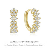 925 Silver CZ Hoop Earrings for Women Minimalist Charm Party Jewelry