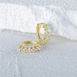 925 Silver CZ Hoop Earrings for Women Minimalist Charm Party Jewelry