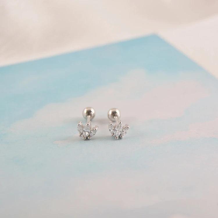 925 Sterling Silver Zircon Crown Stud Earrings