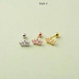 925 Sterling Silver Zircon Crown Stud Earrings