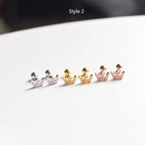 925 Sterling Silver Zircon Crown Stud Earrings