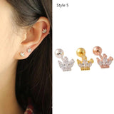 925 Sterling Silver Zircon Crown Stud Earrings