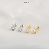 925 Sterling Silver Zircon Crown Stud Earrings