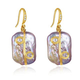 Women's Zircon Pearl Earrings Natural Oversized Pearls Stud Earrings