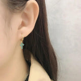 925 Silver Zircon Cross Hoop Earrings French INS Jewelry
