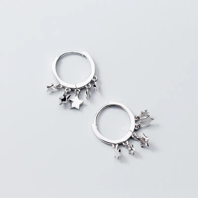 Pentagram Tassel Stud Earrings 925 Sterling Silver Jewelry Teen Gift