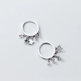 Pentagram Tassel Stud Earrings 925 Sterling Silver Jewelry Teen Gift