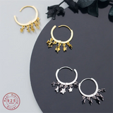 Pentagram Tassel Stud Earrings 925 Sterling Silver Jewelry Teen Gift