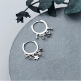 Pentagram Tassel Stud Earrings 925 Sterling Silver Jewelry Teen Gift