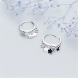 Pentagram Tassel Stud Earrings 925 Sterling Silver Jewelry Teen Gift