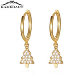 S925 Sterling Silver Mini Christmas Tree Hoop Earrings for Women