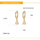 S925 Sterling Silver Mini Christmas Tree Hoop Earrings for Women