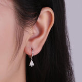 S925 Sterling Silver Mini Christmas Tree Hoop Earrings for Women