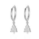S925 Sterling Silver Mini Christmas Tree Hoop Earrings for Women
