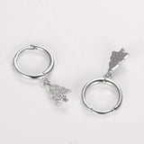S925 Sterling Silver Mini Christmas Tree Hoop Earrings for Women