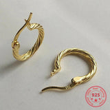 925 Silver Twist Ear Hook Earrings Women's Jewelry