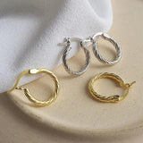 925 Silver Twist Ear Hook Earrings Women's Jewelry