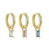 925 Silver Square Zircon Drop Earrings For Women Girls, Fine Jewelry Brincos