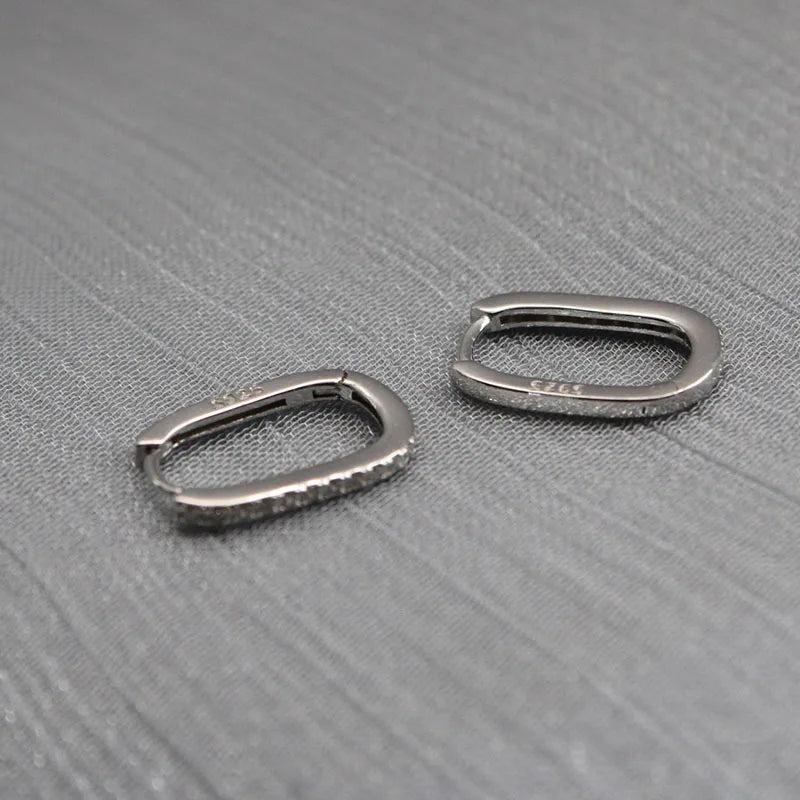 925 Silver Hoop Earrings with Zircon Studs