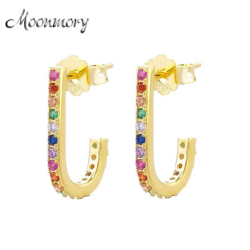 Moonnory Letter J Crystal Wedding Earrings