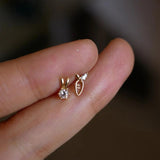 S925 Sterling Silver Plated 14k Girl Rabbit Carrot Earrings