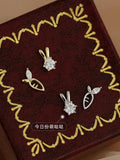 S925 Sterling Silver Plated 14k Girl Rabbit Carrot Earrings
