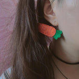 S925 Sterling Silver Plated 14k Girl Rabbit Carrot Earrings