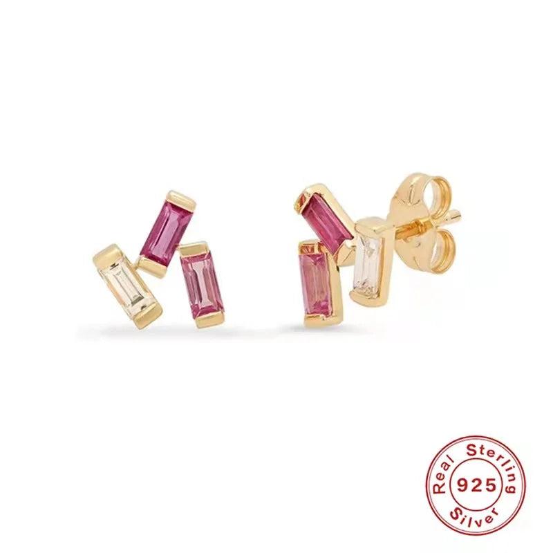 Zircon Stud Earrings 925 Silver Jewelry for Women