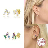 Zircon Stud Earrings 925 Silver Jewelry for Women