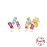 Zircon Stud Earrings 925 Silver Jewelry for Women