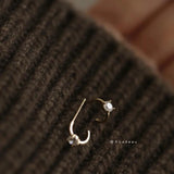 925 Silver Round Shape Stud Earring Women Crystal Piercing Earrings